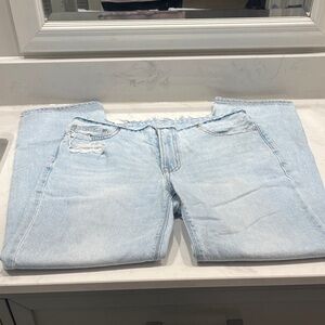 American Eagle straight leg, distressed waist jeans